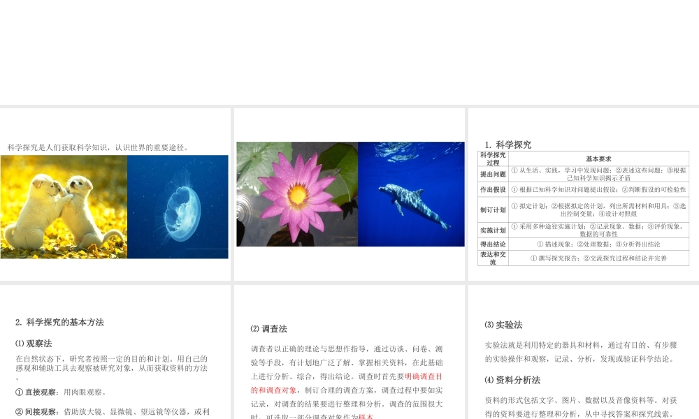 PK中考（江西专用）中考生物 第一章 科学探究课件-人教版初中九年级全册生物课件