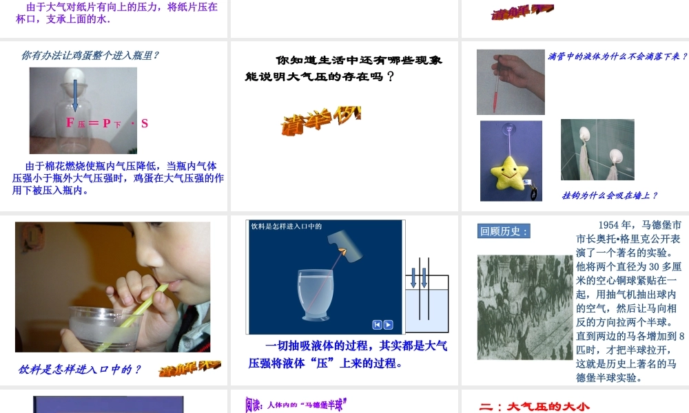 【倍速课时学练】八年级科学上册《2.3 大气的压强》大气压课件1 浙教版