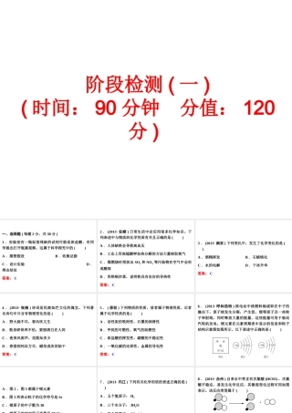 【中考备战策略】2014年中考化学总复习 第一部分 教材梳理  阶段检测（一）（含13年中考典例）课件 鲁教版