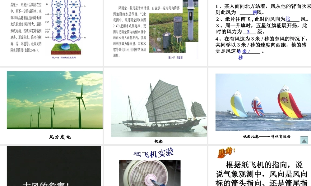 【倍速课时学练】八年级科学上册《2.4 风和降水》课件 浙教版