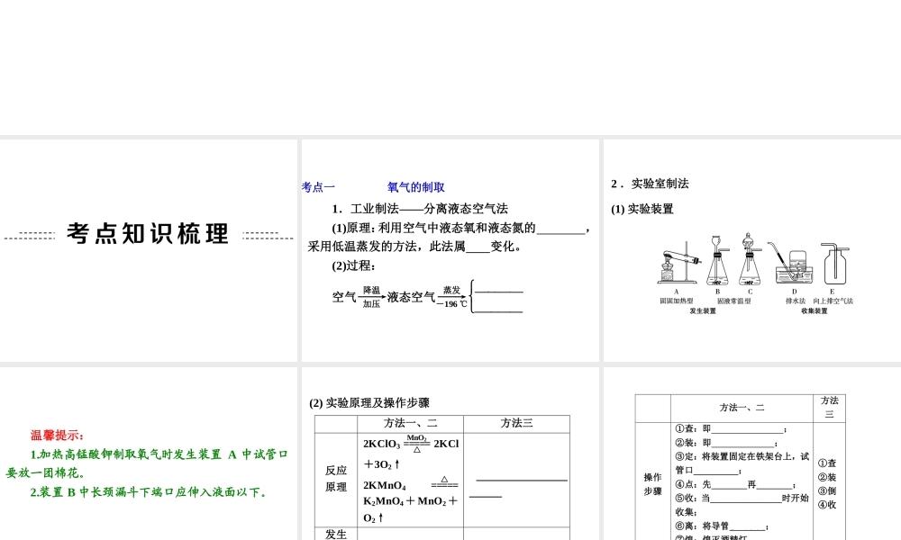 【中考备战策略】2014年中考化学总复习 第一部分 教材梳理 第3讲 氧气的制取（含13年中考典例） 课件 新人教版