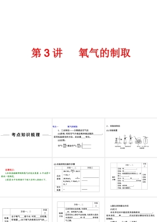 【中考备战策略】2014年中考化学总复习 第一部分 教材梳理 第3讲 氧气的制取（含13年中考典例） 课件 新人教版