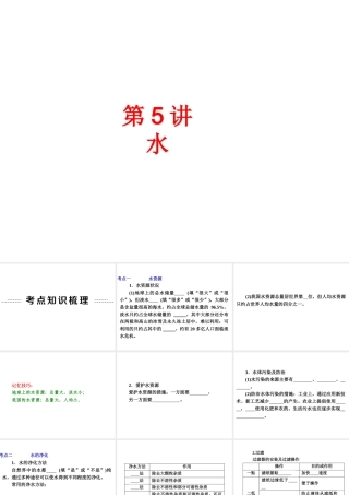 【中考备战策略】2014年中考化学总复习 第一部分 教材梳理 第5讲 水（含13年中考典例） 课件 新人教版