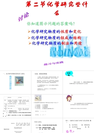 【倍速课时学练】九年级化学上册 第1章 第二节 化学研究些什么课件 沪教版
