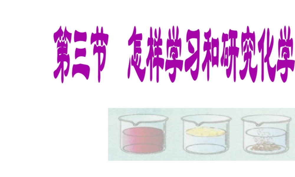 【倍速课时学练】九年级化学上册 第1章 第三节 怎样学习和研究化学课件 沪教版