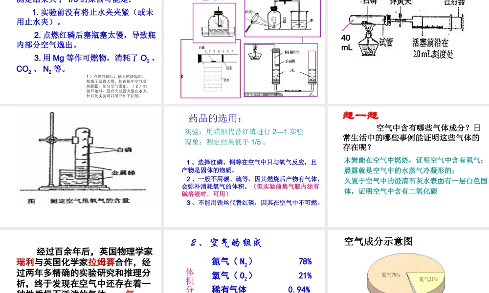 【倍速课时学练】九年级化学上册 第2章 第一节 多种物质组成的空气课件 沪教版