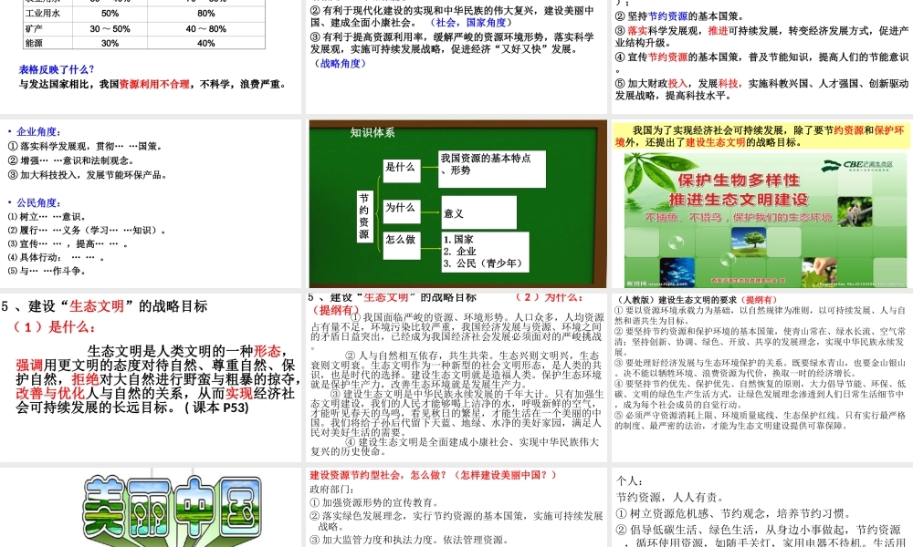 2018年九年级道德与法治上册 第三单元 生态文明 社会和谐 3.1 走可持续发展道路 第2框 环境保护与生态文明课件 粤教版