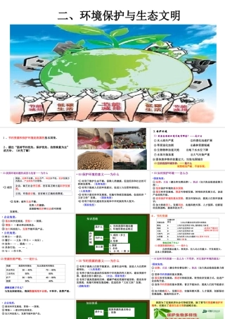 2018年九年级道德与法治上册 第三单元 生态文明 社会和谐 3.1 走可持续发展道路 第2框 环境保护与生态文明课件 粤教版