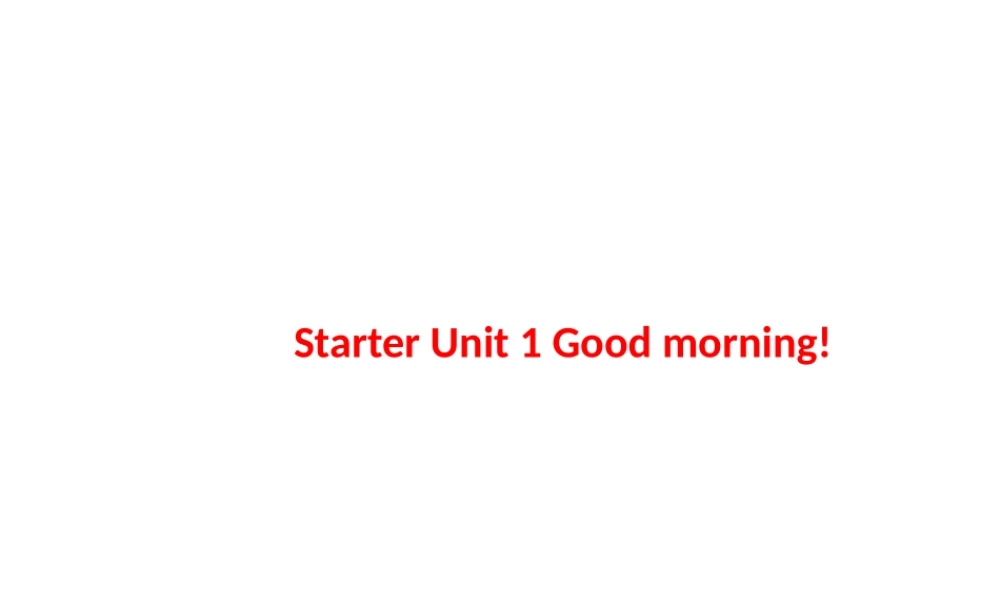 Starter Unit 1 Good morning Period 2课件