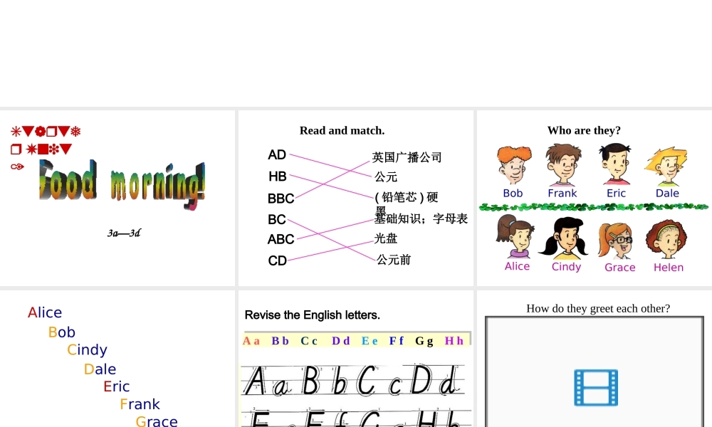Starter Unit 1 Good morning Period 3课件
