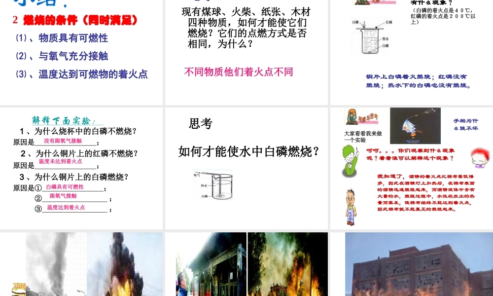 【倍速课时学练】九年级化学上册 第4章 第一节 燃烧与灭火课件 沪教版