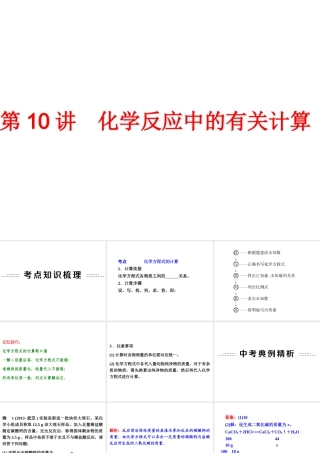 【中考备战策略】2014年中考化学总复习 第一部分 教材梳理 第10讲 化学反应中的有关计算 （含13年中考典例）课件 鲁教版