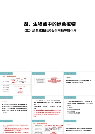 PK中考（江西专用）中考生物 四（三）绿色植物的光合作用和呼吸作用习题课件-人教级全册生物课件