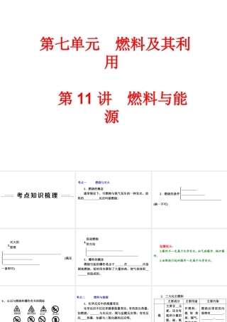 【中考备战策略】2014年中考化学总复习 第一部分 教材梳理 第11讲 燃料与能源（含13年中考典例）课件 新人教版