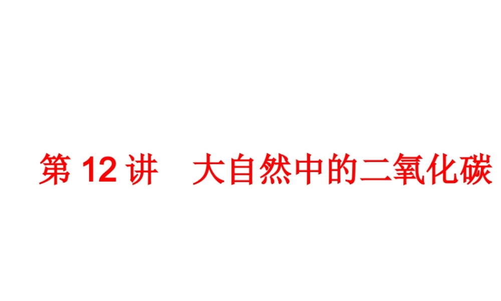 【中考备战策略】2014年中考化学总复习 第一部分 教材梳理 第12讲 大自然中的二氧化碳 （含13年中考典例）课件 鲁教版