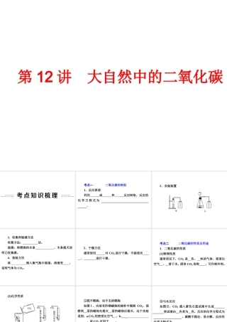 【中考备战策略】2014年中考化学总复习 第一部分 教材梳理 第12讲 大自然中的二氧化碳 （含13年中考典例）课件 鲁教版