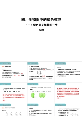 PK中考（江西专用）中考生物 四（一）绿色开花植物的一生（实验）习题课件-人教版初中九年级全册生物课件