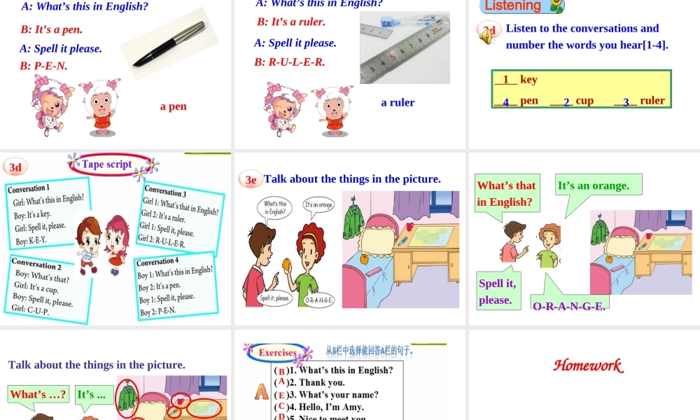 Starter Unit 2 What’s this in English Period 3课件1