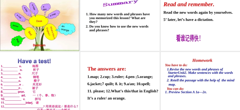 Starter Unit 2词汇教学课件