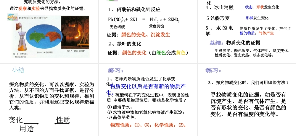 【倍速课时学练】九年级科学上册 第一章 第一节 物质的变化课件 浙教版