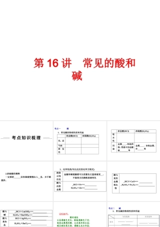 【中考备战策略】2014年中考化学总复习 第一部分 教材梳理 第16讲 常见的酸和碱（含13年中考典例） 课件 新人教版