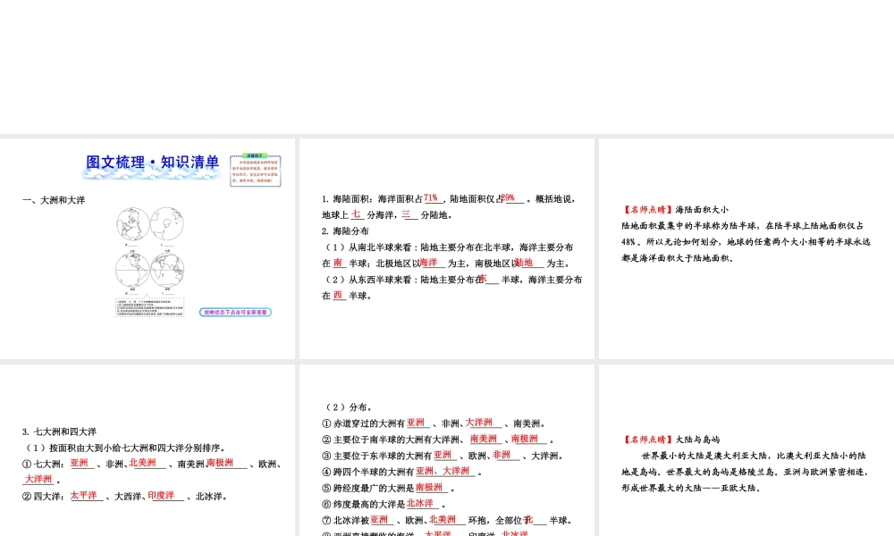 【全程复习】2014届中考地理 第2章 陆地和海洋课件 鲁教版