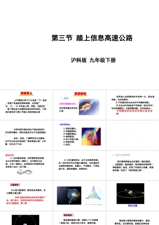 2018年九年级物理全册 第十九章 第三节 踏上信息高速公路 （新版）沪科版
