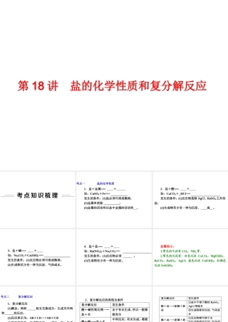 【中考备战策略】2014年中考化学总复习 第一部分 教材梳理 第18讲 盐的化学性质和复分解反应（含13年中考典例）课件 新人教版