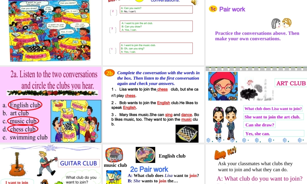 Unit 1 Can you play the guitar Period 1课件2