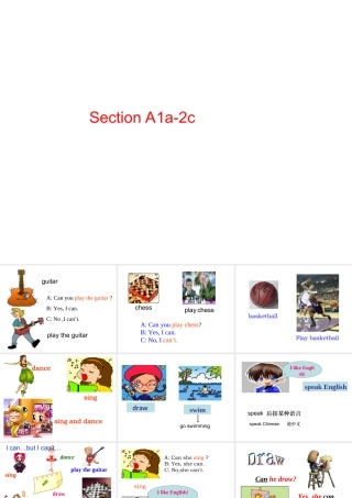 Unit 1 Can you play the guitar Period 1课件2