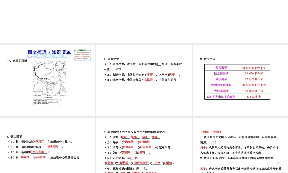 【全程复习】2014届中考地理 第9章 从世界看中国课件 鲁教版