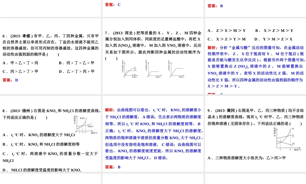 【中考备战策略】2014年中考化学总复习 阶段检测（四）（含13年中考典例）课件 新人教版