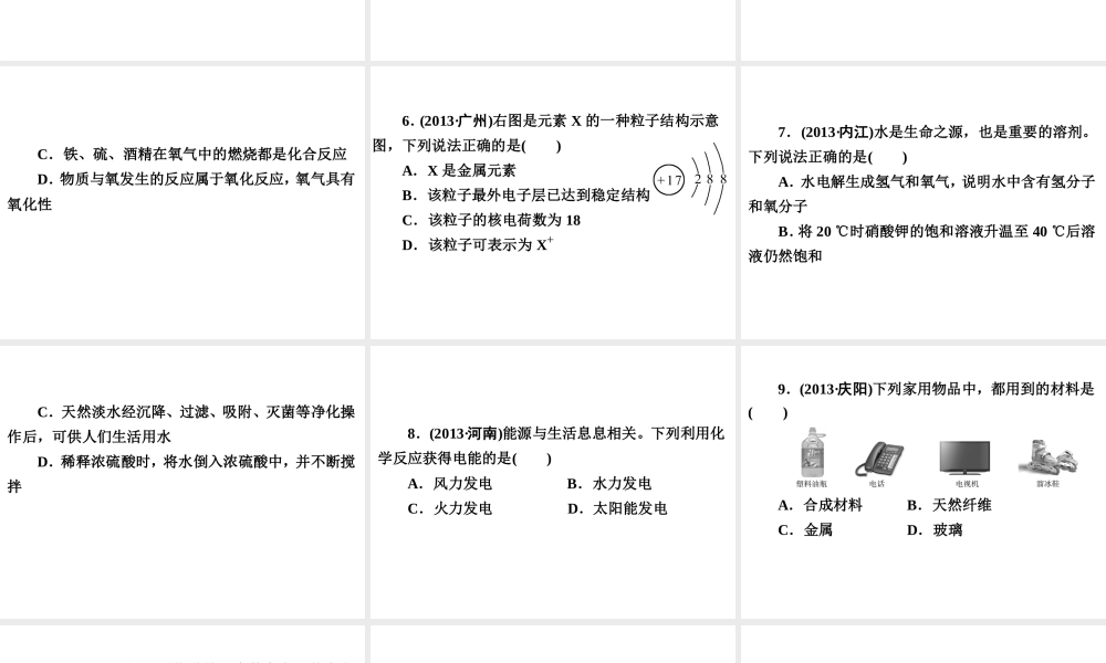 【中考备战策略】2014年中考化学总复习 考前综合检测三（含13年中考典例）课件 新人教版
