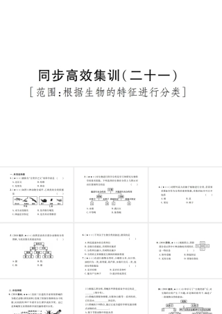 PK中考（江西专用）中考生物 同步高效集训（二十一）课件-人教级全册生物课件