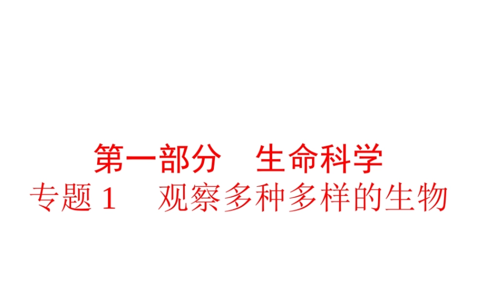 【中考备战策略】2015年中考科学总复习 专题1 观察多种多样的生物（考点知识梳理+中考典例精析+考点训练）课件 浙教版