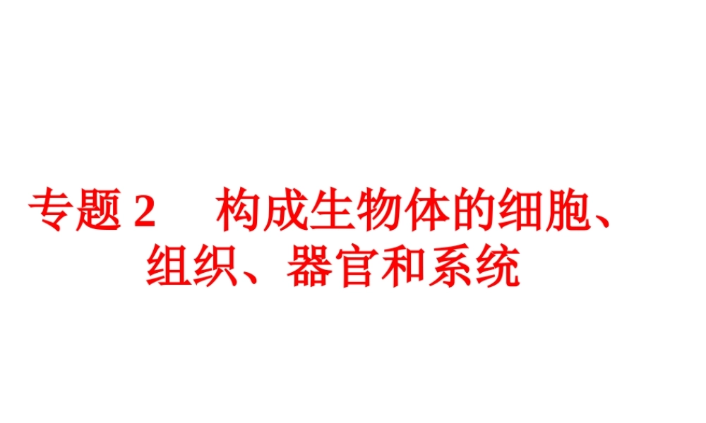 【中考备战策略】2015年中考科学总复习 专题2 构成生物体的细胞、组织、器官和系统（考点知识梳理+中考典例精析+考点训练）课件 浙教版