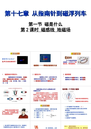 2018年九年级物理全册 第十七章 第一节 磁是什么（第2课时 磁感线 地磁场）课件 （新版）沪科版