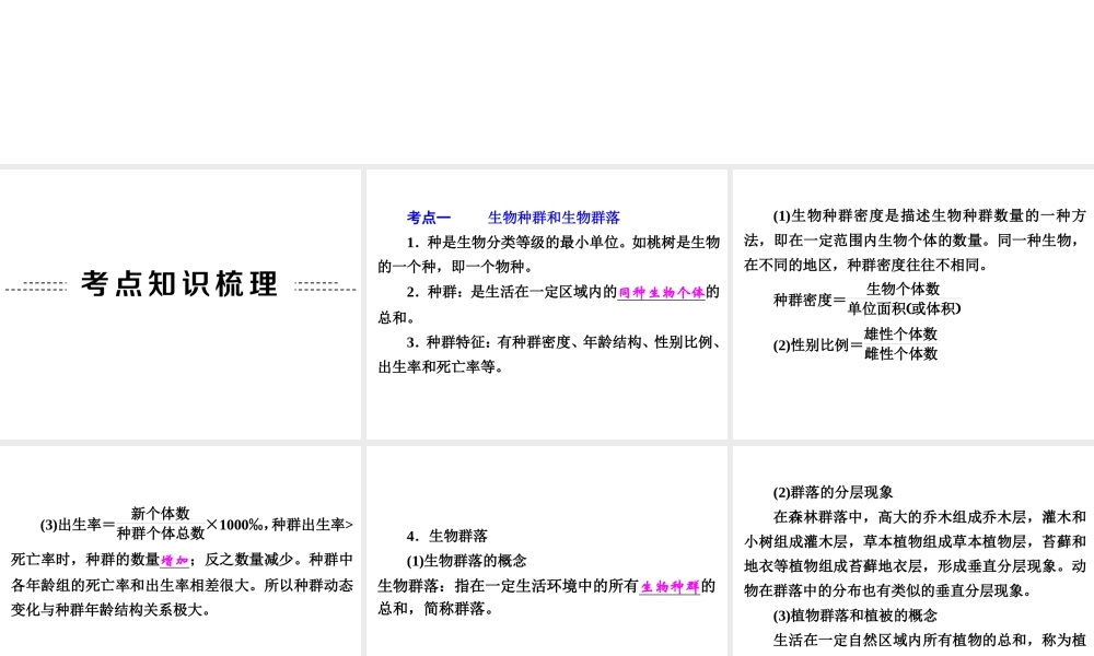【中考备战策略】2015年中考科学总复习 专题3 种群、生物群落、生态系统和生物圈（考点知识梳理+中考典例精析+考点训练）课件 浙教版