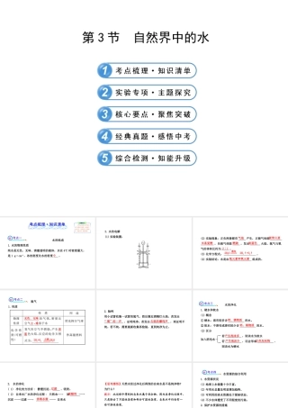 【全程复习方略】2013版中考化学 第2章 身边的化学物质 第3节 自然界中的水配套课件 沪教版