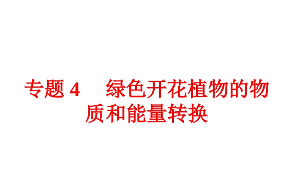 【中考备战策略】2015年中考科学总复习 专题4 绿色开花植物的物质和能量转换（考点知识梳理+中考典例精析+考点训练）课件 浙教版