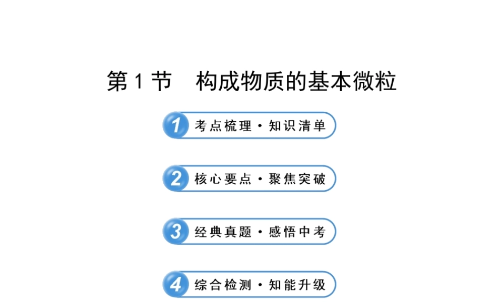 【全程复习方略】2013版中考化学 第3章 物质构成的奥秘 第1节 构成物质的基本微粒配套课件 沪教版