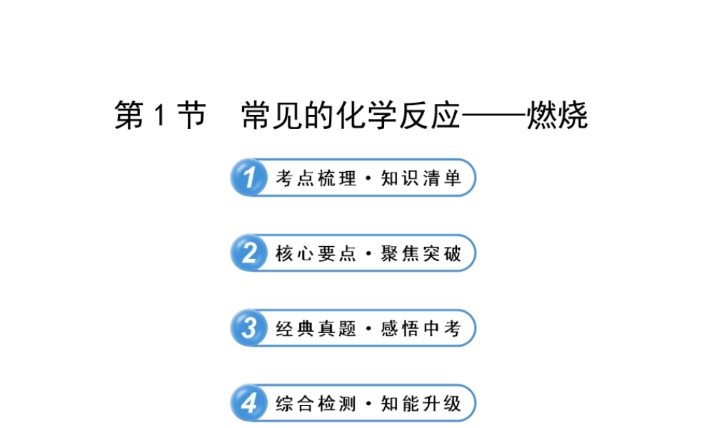 【全程复习方略】2013版中考化学 第4章 认识化学变化 第1节 常见的化学反应——燃烧配套课件 沪教版