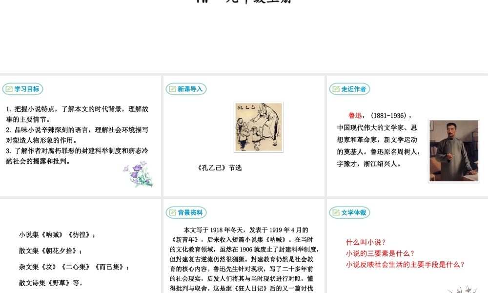 2018年九年级语文上册 第二单元 5 孔乙己教学课件 语文版