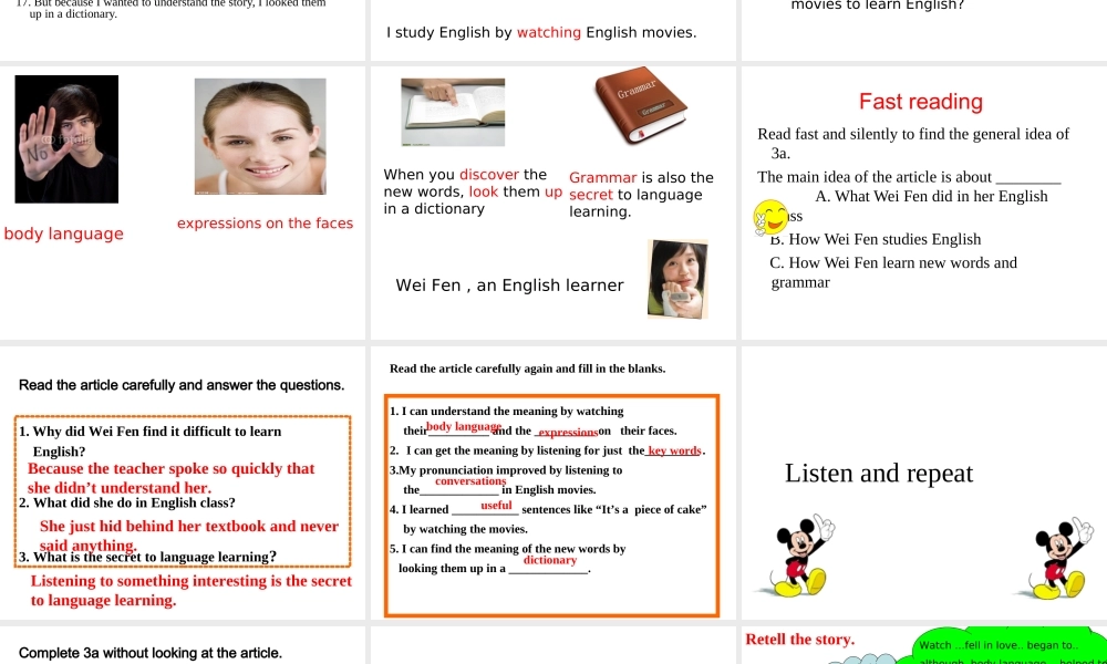 Unit 1第三课时Section A(3a-4c)