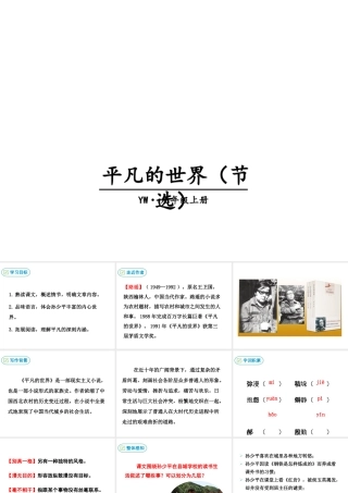 2018年九年级语文上册 第二单元 7 平凡的世界（节选）教学课件 语文版