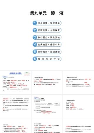 【全程复习方略】2013版中考化学 第九单元溶 液（含中考示例）课件 新人教版