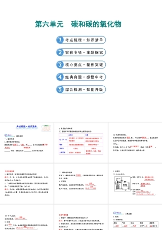 【全程复习方略】2013版中考化学 第六单元 碳和碳的氧化物课件（含中考示例） 新人教版