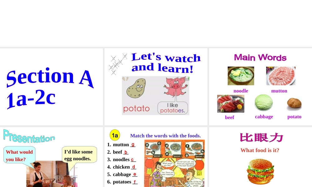 Unit 10 I’d like some noodles perion 1课件