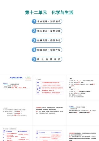 【全程复习方略】2013版中考化学 第十二单元 化学与生活课件（含中考示例） 新人教版