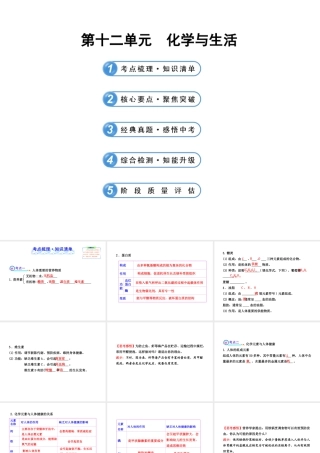 【全程复习方略】2013版中考化学 第十二单元化学与生活（含中考示例）课件 新人教版